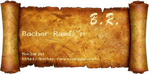 Bacher Ramón névjegykártya